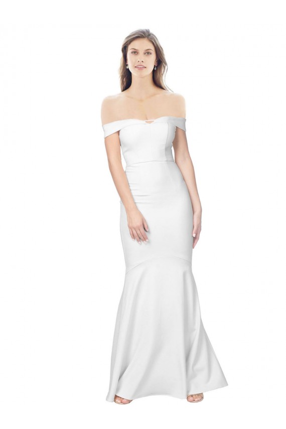 Cheap Sleeveless Off the Shoulder Stretch Crepe Ivory Long Formal Dress Canada
