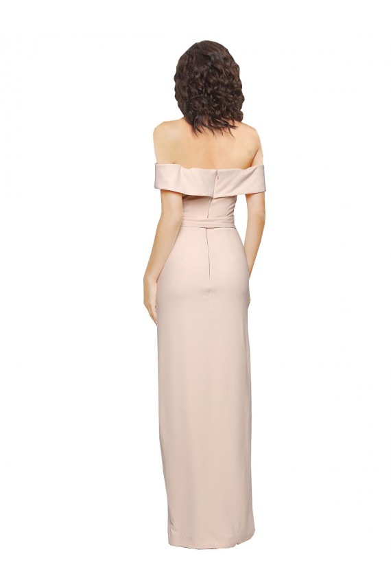 Cheap Sleeveless Off the Shoulder Stretch Crepe Nude Long Formal Dress Canada