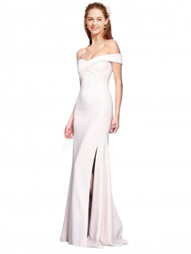 Cheap Sleeveless Off the Shoulder Stretch Crepe White Long Formal Dress Canada