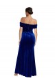 Cheap Sleeveless Off the Shoulder Stretch Velvet Royal Blue Long Formal Dress Canada