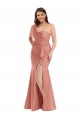 Cheap Sleeveless One Shoulder Silky Satin Georgia Peach Long Black Tie Plus Size Formal Dress Canada