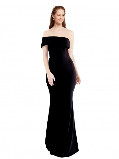 Cheap Sleeveless One Shoulder Stretch Crepe Black Long Formal Dress Canada
