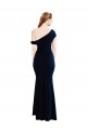 Cheap Sleeveless One Shoulder Stretch Crepe Dark Navy Long Formal Dress Canada