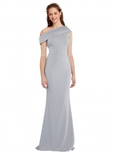 Cheap Sleeveless One Shoulder Stretch Crepe Grey Long Formal Dress Canada