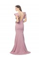 Cheap Flutter Sleeves Round Neck Stretch Crepe Dusty Pink Sweep Train Formal Dress Canada