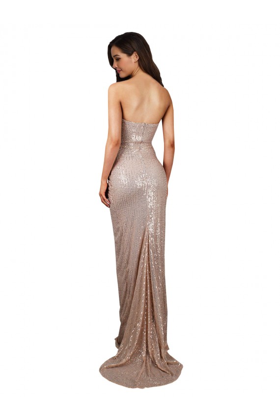 Cheap Sleeveless Scoop Neck Sequin Champagne Long Formal Dress Canada