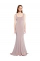 Cheap Cap Sleeves Scoop Neck Stretch Crepe Dusty Pink Long Formal Dress Canada
