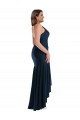 Cheap Sleeveless Spaghetti Straps Silky Satin Dark Navy Long High Low Plus Size Formal Dress Canada