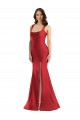 Cheap Sleeveless Square Neck Silky Satin Red Long Formal Plus Size Formal Dress Canada