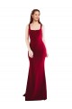 Cheap Sleeveless Square Neck Stretch Crepe Burgundy Long Formal Dress Canada