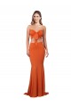 Cheap Sleeveless Strapless Spandex Orange Long Formal Dress Canada