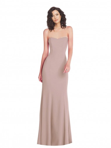 Cheap Sleeveless Strapless Stretch Crepe Dusty Pink Long Formal Dress Canada