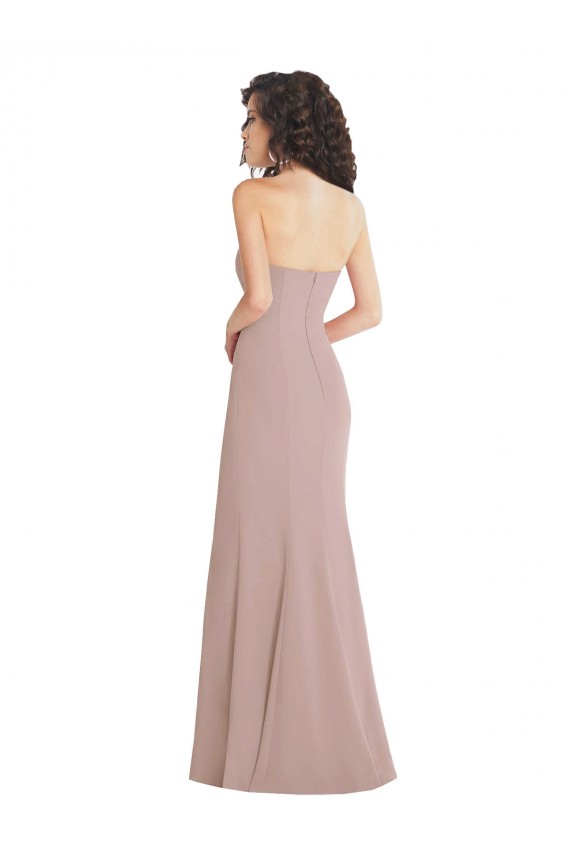 Cheap Sleeveless Strapless Stretch Crepe Dusty Pink Long Formal Dress Canada