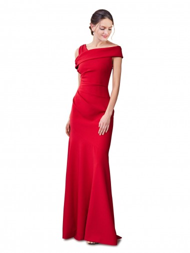 Cheap Sleeveless Stretch Crepe Red Long Formal Dress Canada