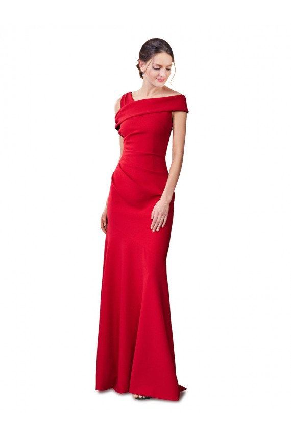 Cheap Sleeveless Stretch Crepe Red Long Formal Dress Canada
