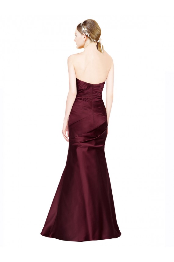 Cheap Sleeveless Sweetheart Satin Burgundy Long Formal Dress Canada