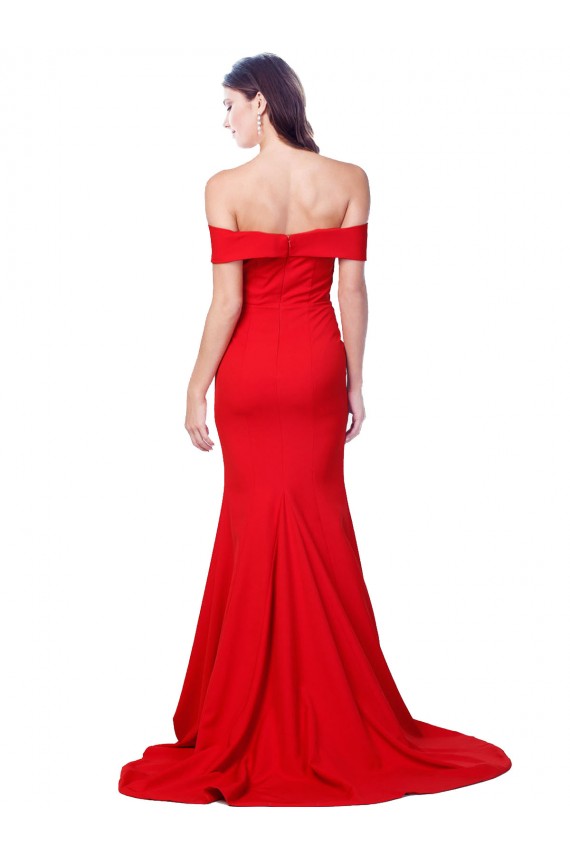 Cheap Sleeveless Sweetheart Stretch Crepe Red Long Formal Dresses Canada