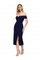 Cheap Sleeveless Sweetheart Stretch Crepe Dark Navy Midi Length Formal Dress Canada