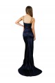 Cheap Sleeveless Sweetheart Stretch Satin Dark Navy Long Formal Dress Canada