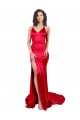 Cheap Sleeveless Sweetheart Stretch Satin Red Long Formal Dress Canada
