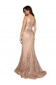 Cheap Sleeveless V-Neck Sequin & Sparkling Sequin Rose Gold Long Formal Plus Size Formal Dress Canada
