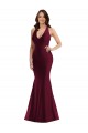 Cheap Sleeveless V-Neck Silky Satin Burgundy Long Formal Plus Size Formal Dress Canada