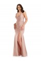 Cheap Sleeveless V-Neck Silky Satin Dusty Pink Long Formal Plus Size Formal Dress Canada