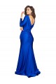 Cheap Long Sleeves V-Neck Silky Satin Royal Blue Long Formal Dress Canada