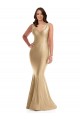 Cheap Sleeveless V-Neck Silky Satin Soft Gold Long Formal Plus Size Formal Dress Canada