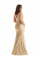 Cheap Sleeveless V-Neck Silky Satin Soft Gold Long Formal Plus Size Formal Dress Canada