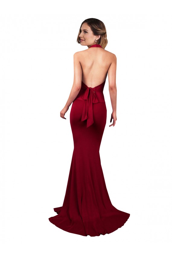 Cheap Sleeveless V-Neck Spandex Burgundy Long Formal Dress Canada