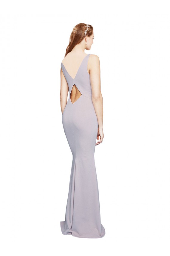 Cheap Sleeveless V-Neck Stretch Crepe Arctic Lilac Long Formal Dress Canada