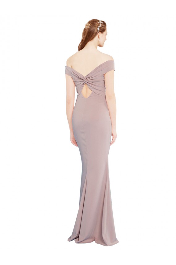 Cheap Sleeveless V-Neck Stretch Crepe Dusty Pink Long Formal Dress Canada