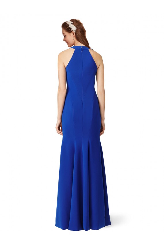 Cheap Sleeveless V-Neck Stretch Crepe Royal Blue Long Formal Dresses Canada