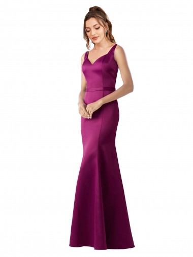 Cheap Sleeveless Bateau Neck Satin Merlot Long Black Tie Formal Dress Canada