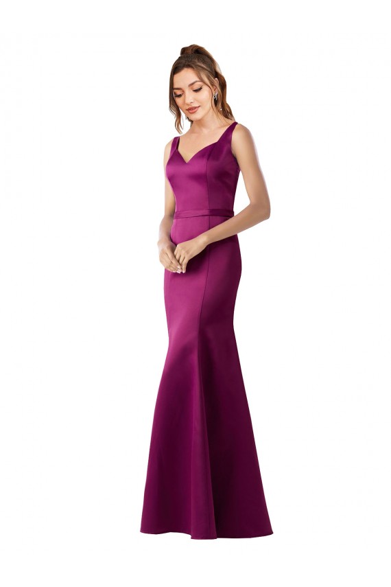 Cheap Sleeveless Bateau Neck Satin Merlot Long Black Tie Formal Dress Canada