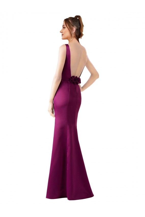 Cheap Sleeveless Bateau Neck Satin Merlot Long Black Tie Formal Dress Canada