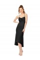 Cheap Sleeveless Cowl Neck Silky Satin Black Midi Length High Low Formal Dress Canada
