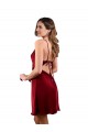 Cheap Sleeveless Cowl Neck Silky Satin Burgundy Midi Length Formal Dress Canada