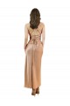 Cheap Sleeveless Cowl Neck Silky Satin Rose Gold Midi Length Formal Dress Canada