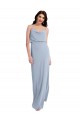 Cheap Sleeveless Cowl Neck Stretch Crepe Smoke Blue Long Formal Dress Canada