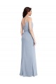 Cheap Sleeveless Cowl Neck Stretch Crepe Smoke Blue Long Formal Dress Canada