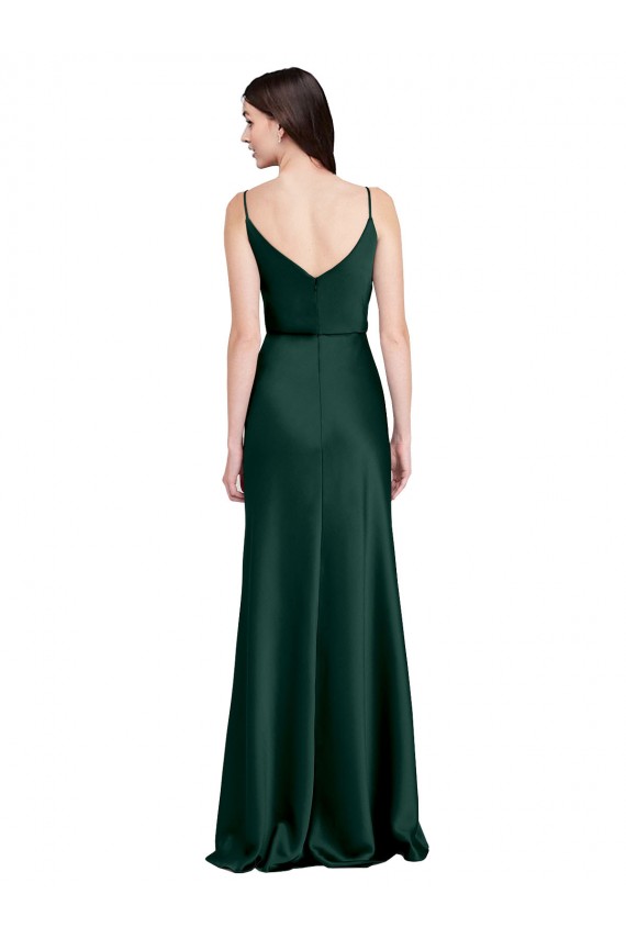 Cheap Sleeveless Cowl Neck Stretch Satin Hunter Long Black Tie Formal Dress Canada
