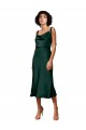 Cheap Sleeveless Cowl Neck Stretch Satin Hunter Midi Length Black Tie Formal Dress Canada
