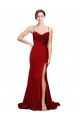 Cheap Sleeveless Cowl Neck Stretch Satin Burgundy Sweep Train Black Tie Formal Dress Canada