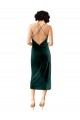 Cheap Sleeveless Cowl Neck Stretch Velvet Dark Green Midi Length Formal Dress Canada