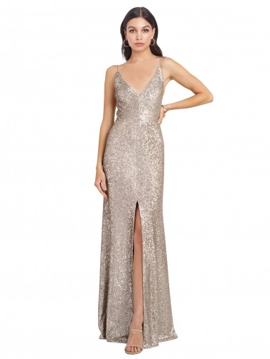 Cheap Sleeveless High Neck Sequin & Sparkling Sequin Silver Long Formal Dress Canada