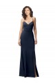 Cheap Sleeveless High Neck Stretch Crepe Dark Navy Long Formal Dresses Canada