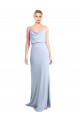 Cheap Sleeveless High Neck Stretch Crepe Light Sky Blue Sheath Long Formal Dress Canada
