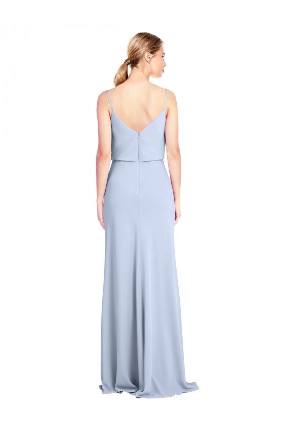 Cheap Sleeveless High Neck Stretch Crepe Light Sky Blue Sheath Long Formal Dress Canada